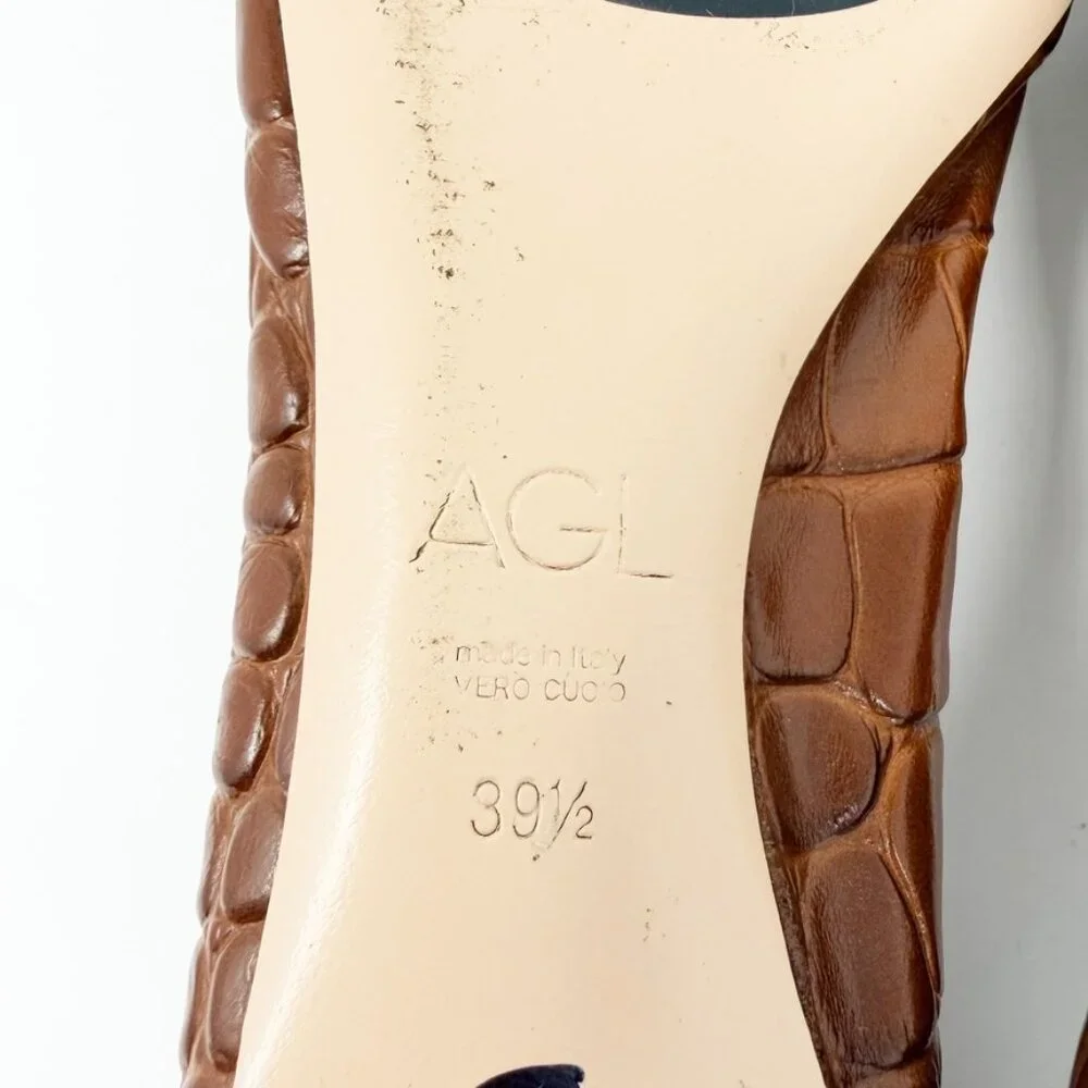 AGL Jomy Pointed Toe Ballet Flat Women's Size 39.5 (9.5 US) Cognac Made In Italy